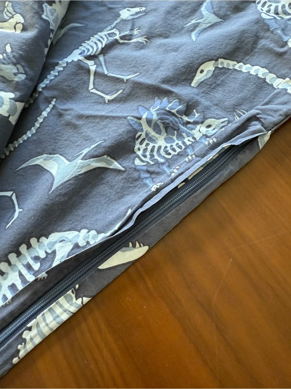 Pottery Barn Kids Navy & White Dinosaur Skeleton Toddler Duvet Cover